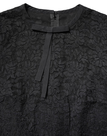 Black Lace STAFF Crew Neck Long Sleeves Top