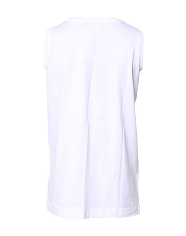 White Cotton Sleeveless Crew Neck T-shirt