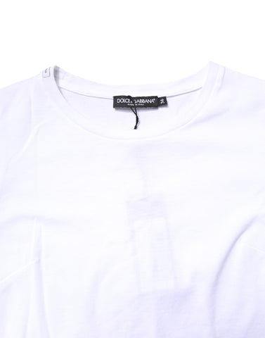 White Cotton Crew Neck Short Sleeves T-shirt