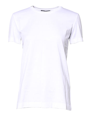 White Cotton Crew Neck Short Sleeves T-shirt