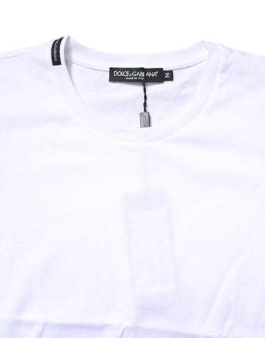 White Cotton Crew Neck Short Sleeves T-shirt