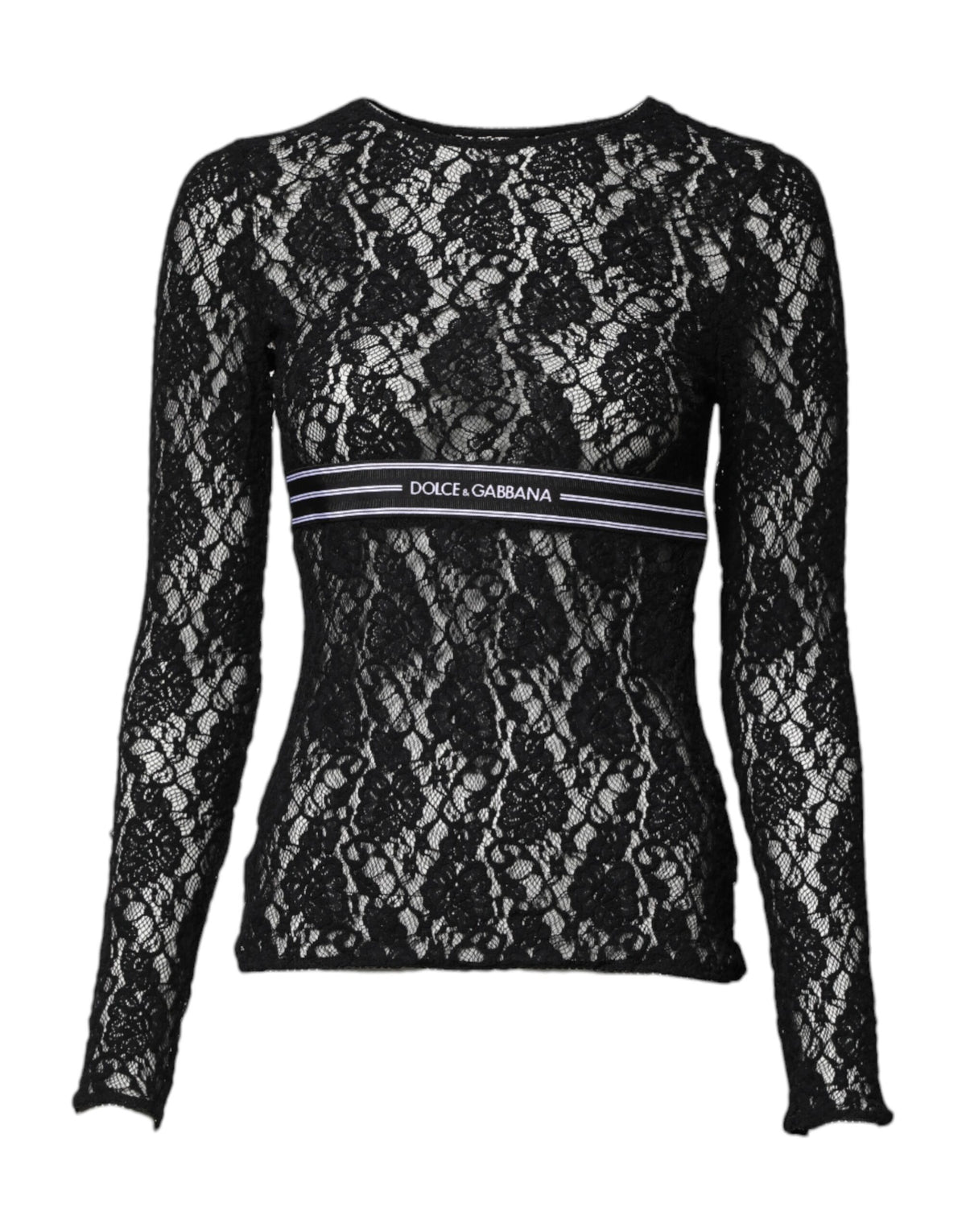 Black Floral Lace Long Sleeves Pullover Top