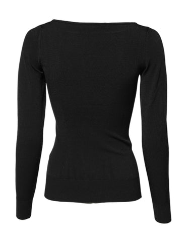 Black Viscose Long Sleeves Pullover Top