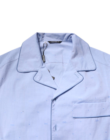 Light Blue DG Logo Cotton Men Pajama Set Sleepwear