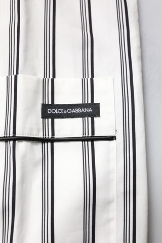White Black Stripes Cotton Men Pajama Set Sleepwear