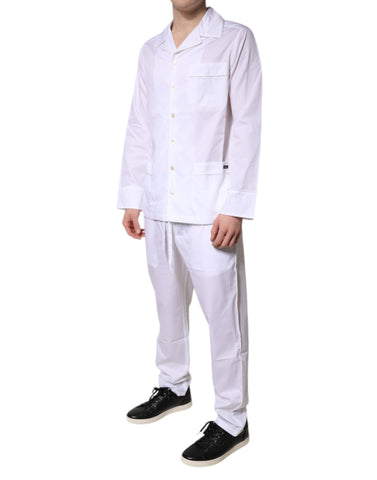 White Cotton Shirt Pants Pajama Set Sleepwear