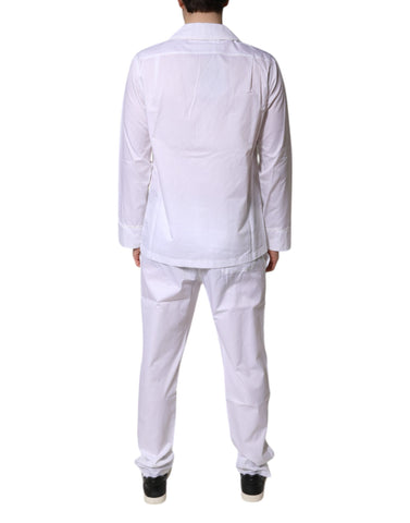 White Cotton Shirt Pants Pajama Set Sleepwear