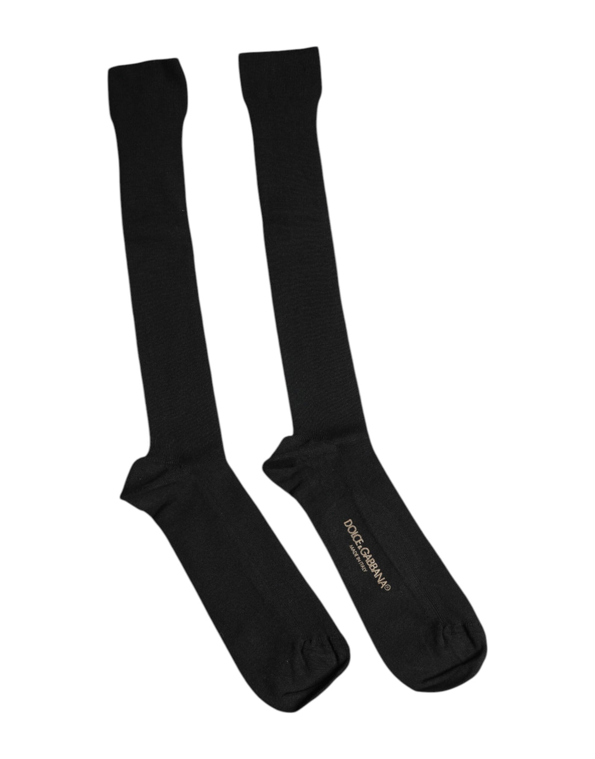 Black Viscose Logo Over The Calf Socks