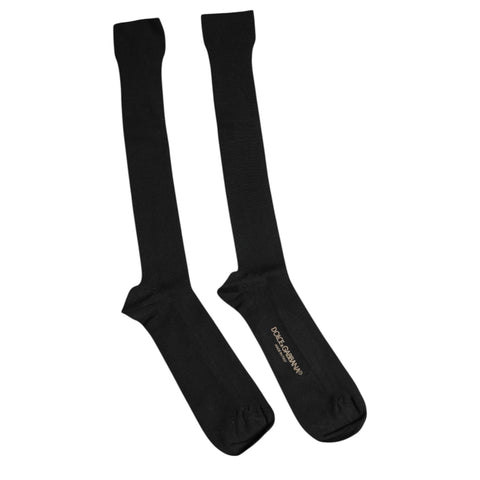Black Viscose Logo Over The Calf Socks