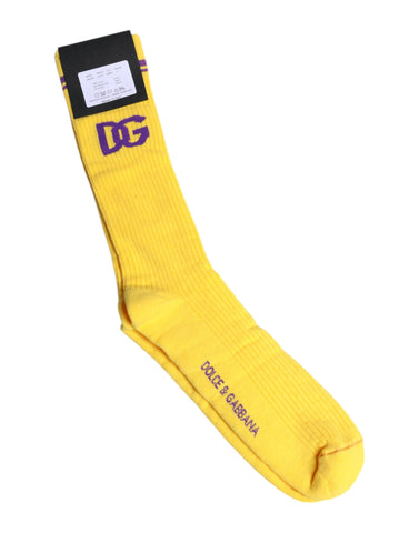 Yellow Cotton DG Logo Mid Calf Socks