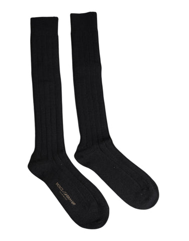 Black DG Logo Print Over The Calf Socks