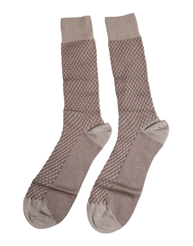 Brown Solid DG Logo Mid Calf Men Socks