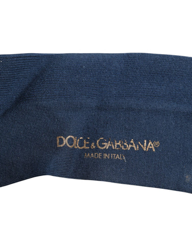 Blue Cotton DG Logo Over The Calf Socks
