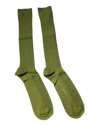 Green Cotton Logo Over The Calf Socks
