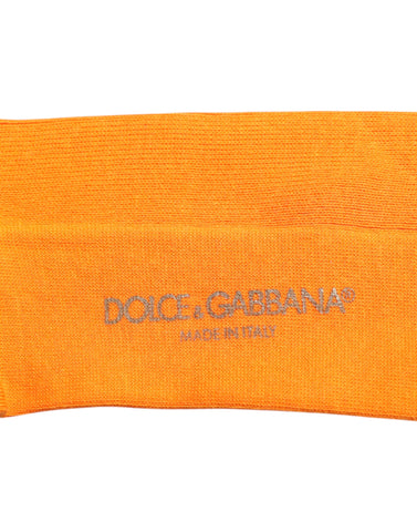 Orange Cotton Logo Over The Calf Socks