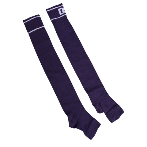 Purple Cotton DG Logo Print Open Toe Socks
