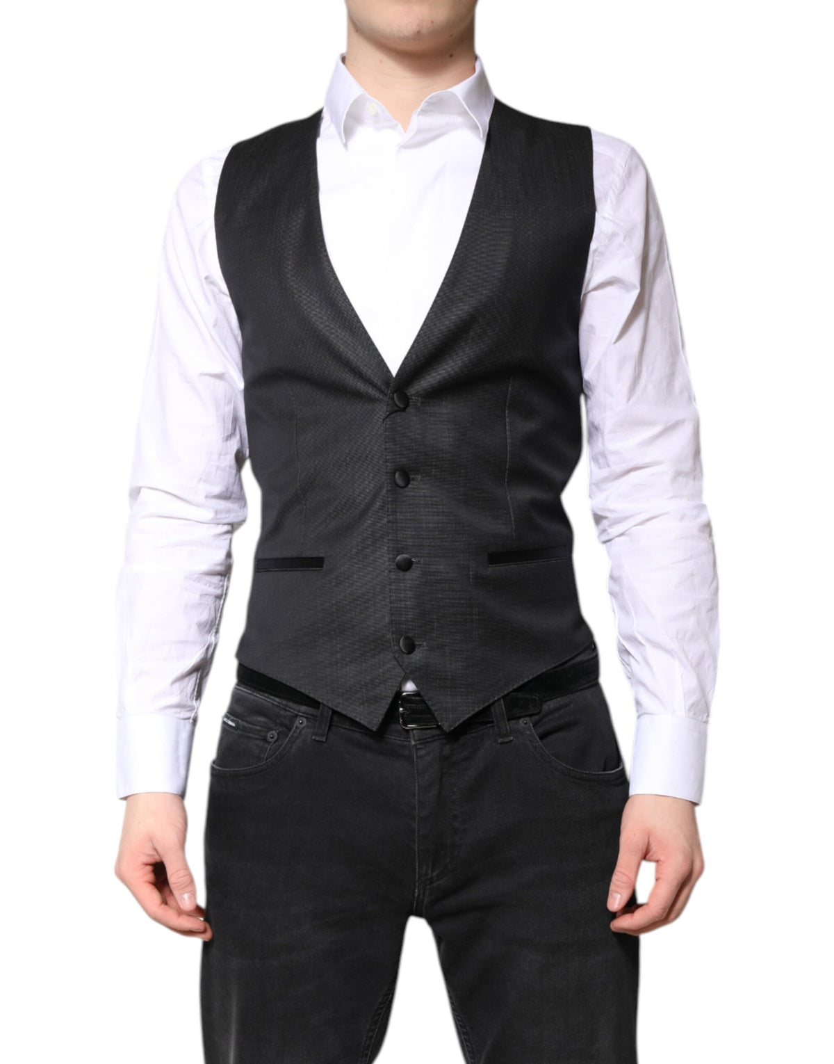 Black Wool Waistcoat Dress Formal Vest