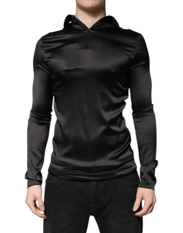 Black Silk Turtleneck Men Pullover Sweater