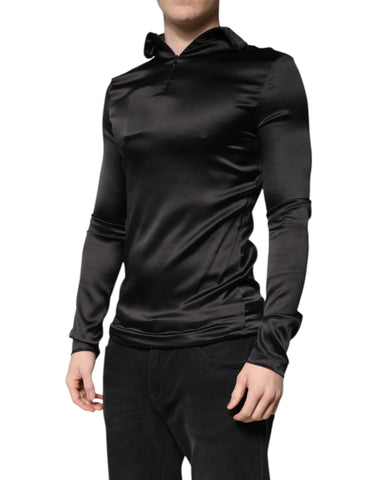 Black Silk Turtleneck Men Pullover Sweater