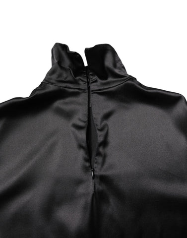 Black Silk Turtleneck Men Pullover Sweater