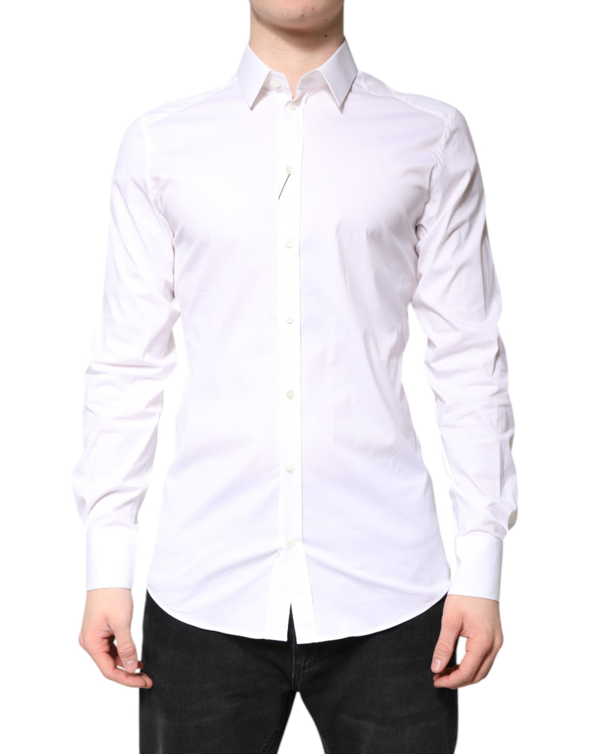 White Cotton GOLD Dress Formal Collared Shirt
