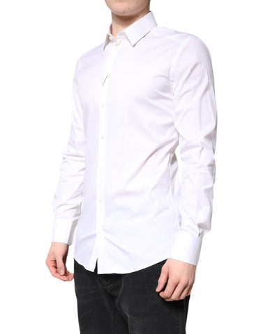 White Cotton GOLD Dress Formal Collared Shirt