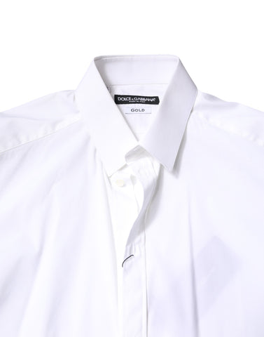 White Cotton GOLD Dress Formal Collared Shirt