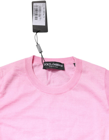 Pink Cashmere Round Neck Sleeveless Tank Top