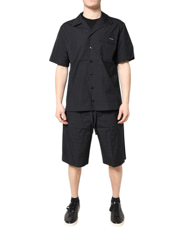 Black Cotton Men Pajama Set Sleepwear