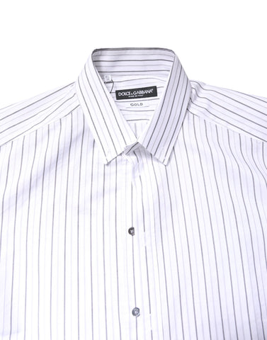 White Stripes Cotton GOLD Formal Dress Shirt