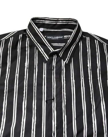 Black White Striped Cotton Dress Shirt