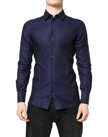 Blue GOLD Cotton Long Sleeves Men Dress Shirt