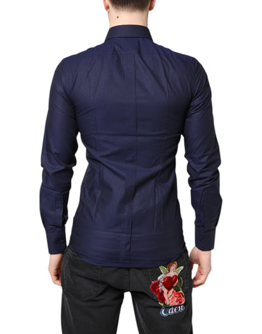 Blue GOLD Cotton Long Sleeves Men Dress Shirt