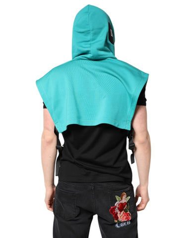 Green Cotton Hooded Men Sportswear Vest Sweater