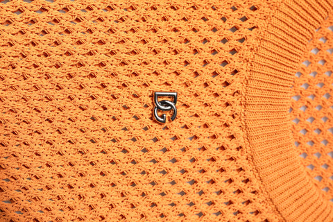 Orange Cashmere Round Neck Sleeveless T-shirt