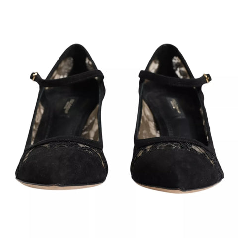 Black Mary Jane Taormina Lace Pumps Shoes