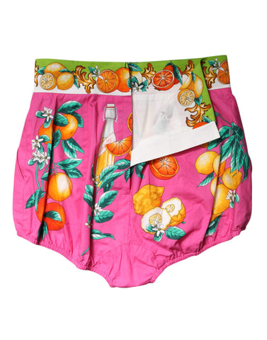 Pink Printed High Waist Hot Pants Shorts
