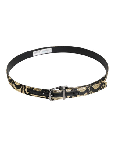 Multicolor Jacquard Leather Metal Buckle Belt