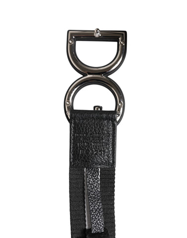 Black Polyester Logo Print DG Buckle Belt