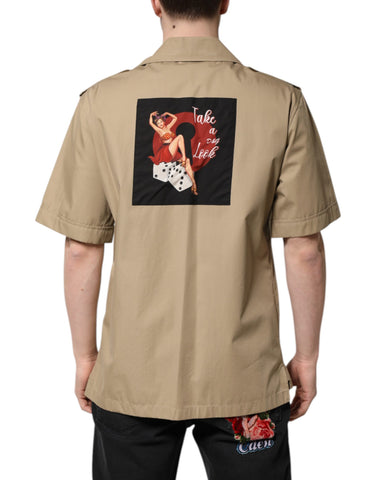 Brown Graphic Print Short Sleeves Shirt