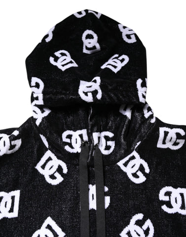 Black DG Cotton Hooded Sleeveless Sweater