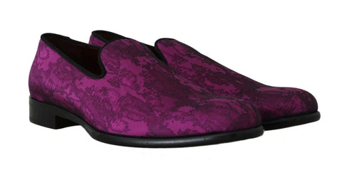 Purple Jacquard Loafers Dress Formal Shoes
