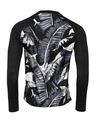 Black Printed Knitted Men Pullover Sweater