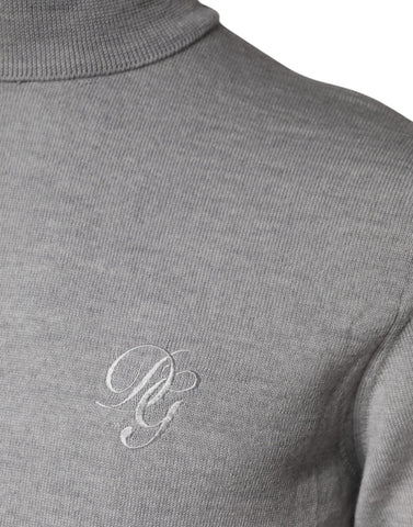 Gray Wool Knitted Men Pullover Sweater