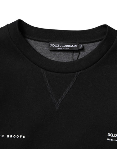 Black Cotton Logo Knitted Pullover Sweater