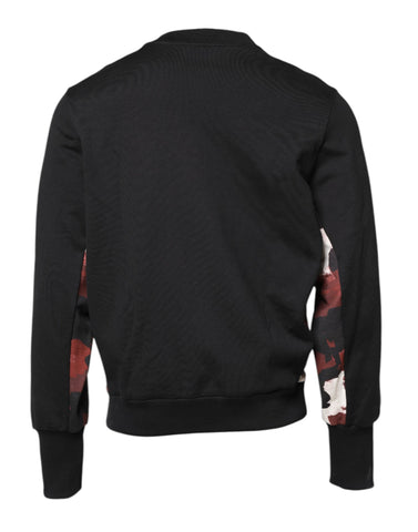 Black Embroidered Crew Neck Pullover Sweater