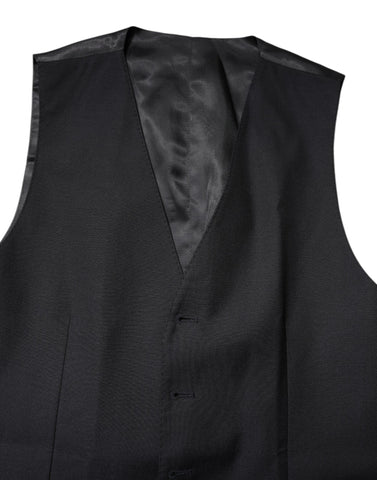 Black Wool Waistcoat Dress Formal Vest