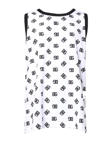 White Polyester Sleeveless DG Logo T-shirt
