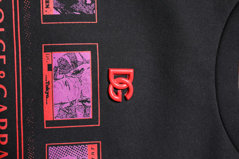 Black Cotton Graphic Print Crew Neck T-shirt