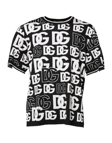 Black White Silk Knit DG Print T-shirt